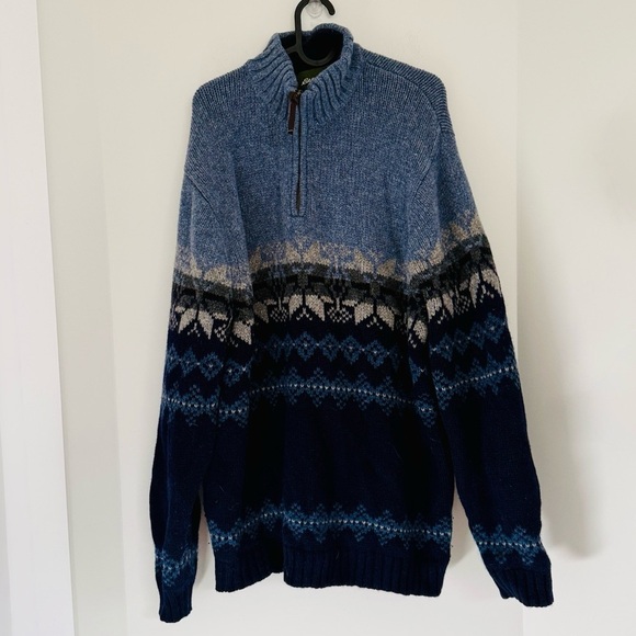 Eddie Bauer Other - Eddie Bauer Heritage 100% Wool Blue Snowflake Sweater Ski Outdoor Pull Over